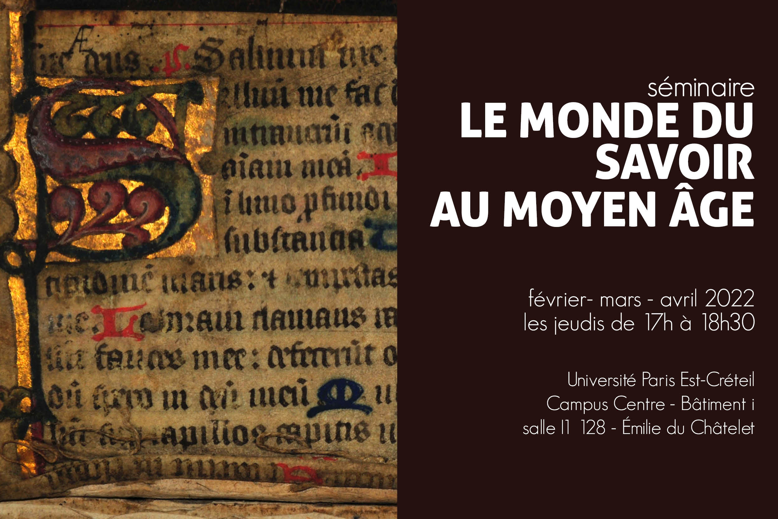 Visuel séminaire « Le monde du savoir au Moyen Âge » 